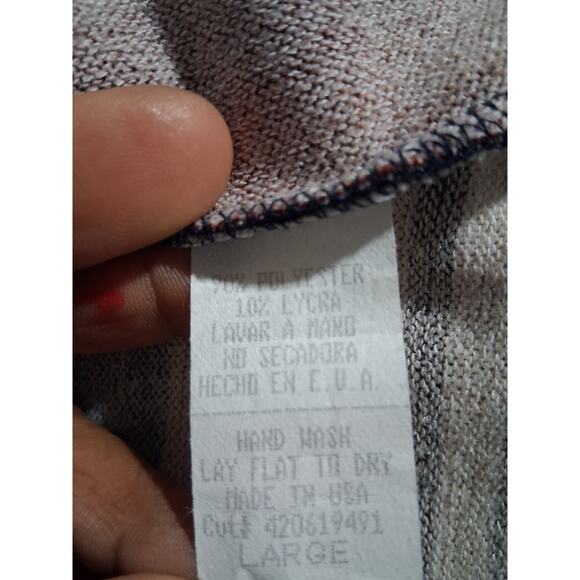 Y2K Vintage Young at Heart Women's size Large Cowl Neck Striped Pocket Tunic Top - Picture 10 of 12